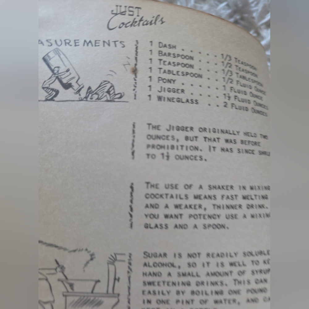 Vintage 1939 Just Cocktails Wood Covered Recipe Book & Art - Picture 5 of 9